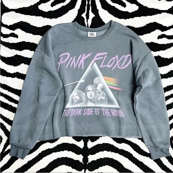 NWOT Pink Floyd Oversized Cropped Graphic Sweatshirt Size Large - Picture 5 of 11